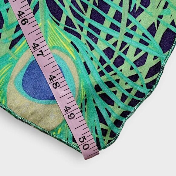 Tunic Womens Dress Sz Large Green Blue Peacock Silk Layers Caftan Boho Swiftie - Picture 14 of 16